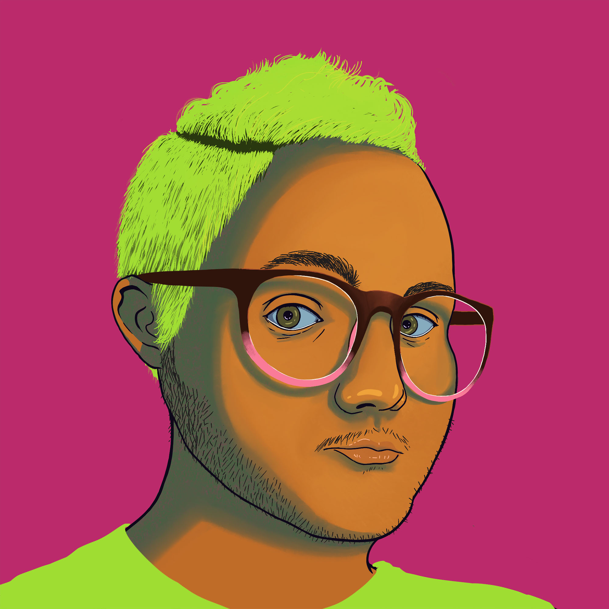 Digital portrait of a young nonbinary latino.